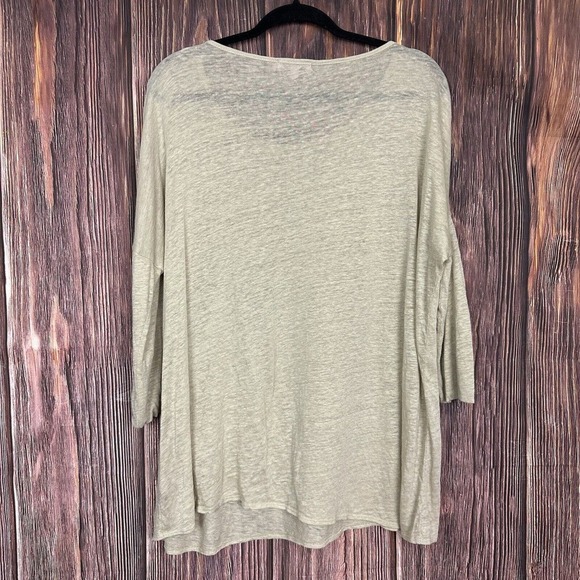 Calypso St. Barth Beige Tan Linen Top 3/4 Sleeve Lagenlook Womens Size Small S - Picture 2 of 6